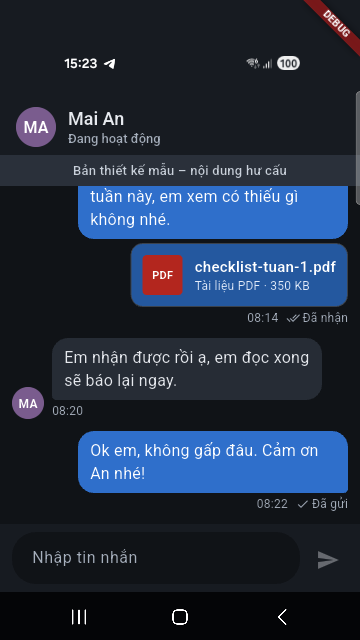 Màn hình chat chế độ tối